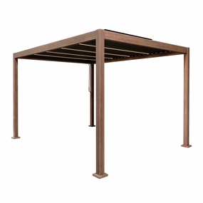 Wood Effect Aluminium Pergola With LED Lights - 4m x 3moutdoor patio furniture set