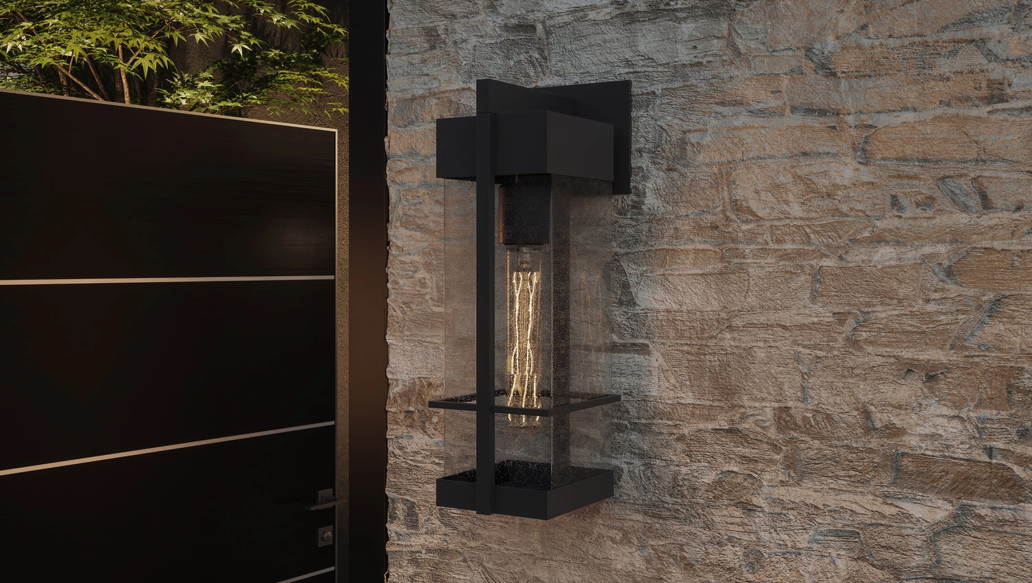 Wynn One Light Outdoor Wall Mount Earth Black