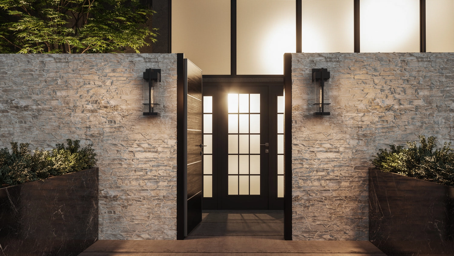 Wynn One Light Outdoor Wall Mount Earth Black