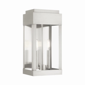 York Two Light Outdoor Wall Lantern Brushed Nickel w/ Brushed Nickel Stainless SteelOutdoor wall sconces with motion sensor