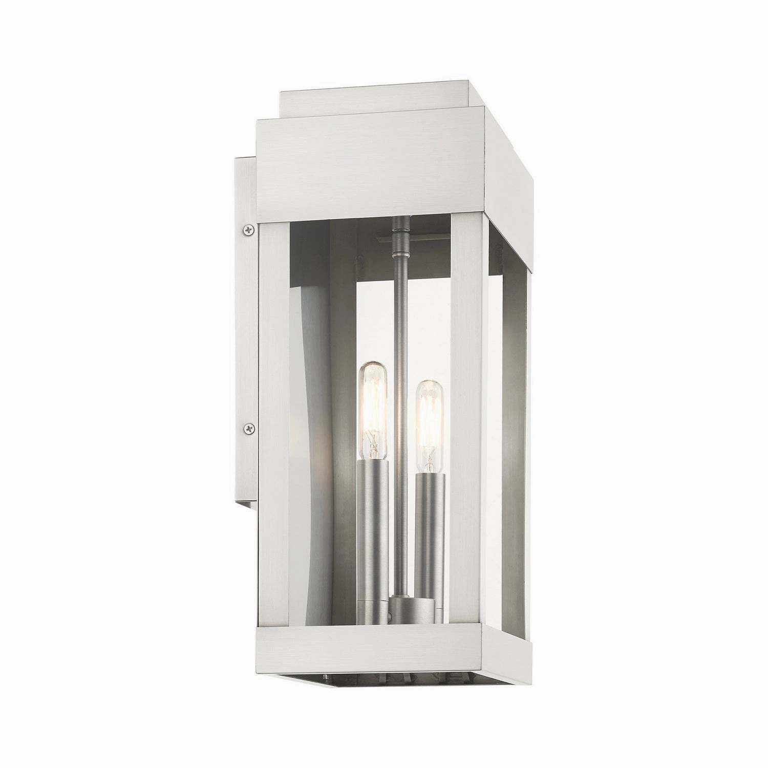 York Two Light Outdoor Wall Lantern Brushed Nickel w/ Brushed Nickel Stainless Steel