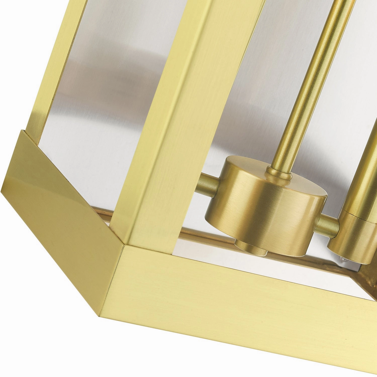 York Two Light Outdoor Wall Lantern Satin Brass w/ Brushed Nickel Stainless Steel