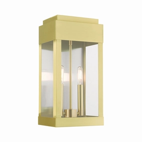 York Two Light Outdoor Wall Lantern Satin Brass w/ Brushed Nickel Stainless SteelOutdoor wall sconces with motion sensor